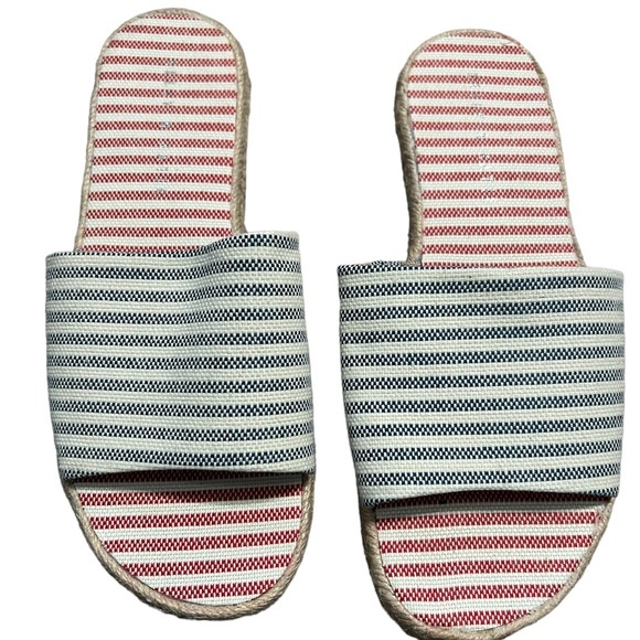 Kelly & Katie Flat Slip On espadrille Sandals Red White and Blue Size 8 - Picture 1 of 5